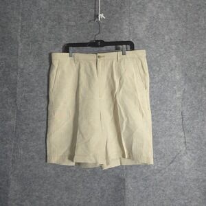 Tommy Bahama Linen Silk Shorts Mens Beige Striped Size 36 Beach Outdoor Party